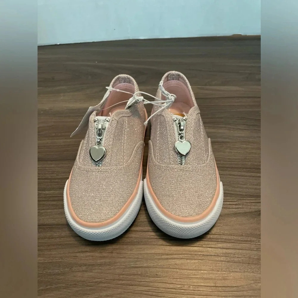 US Sports Baby Toddler Girls’ Sparkling Pink Slip On Zipper Sneaker Shoes Size 8